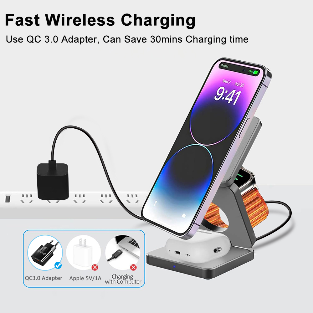 3 in 1 Foldable Magnetic Wirel - đánh giá và giá Smartwatch Watches Compatible With Iphone