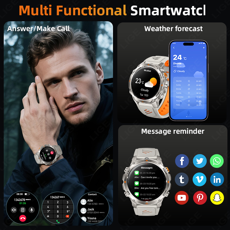 LIGE Rugged GPS Track Smart Wa - đánh giá và giá Smartwatch Watches For Mens