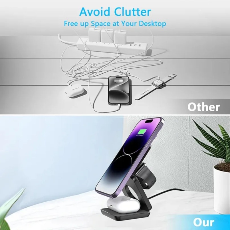 3 in 1 Foldable Magnetic Wirel - đánh giá và giá Smartwatch Watches Compatible With Iphone