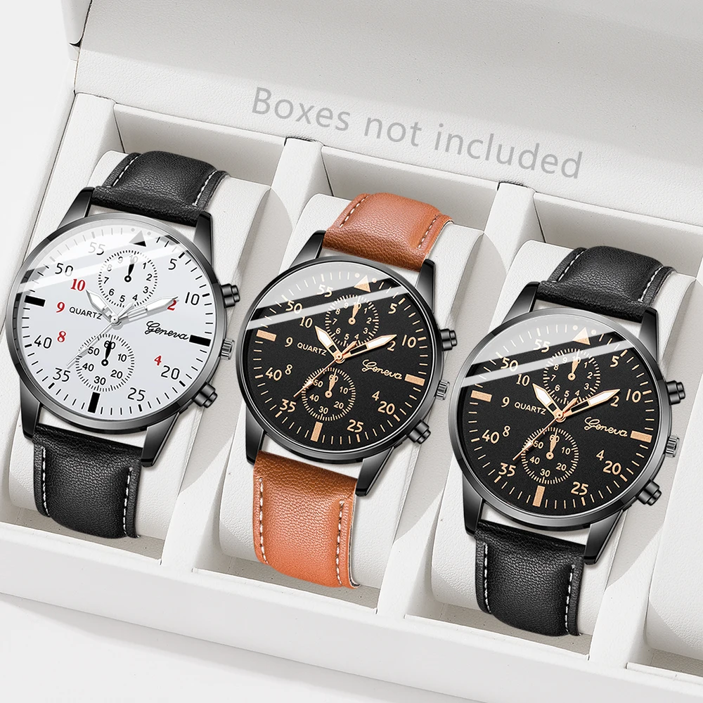 AAA3Pcs Geneva Men Chronograph - đánh giá và giá Smartwatch Vintage Watches For Men